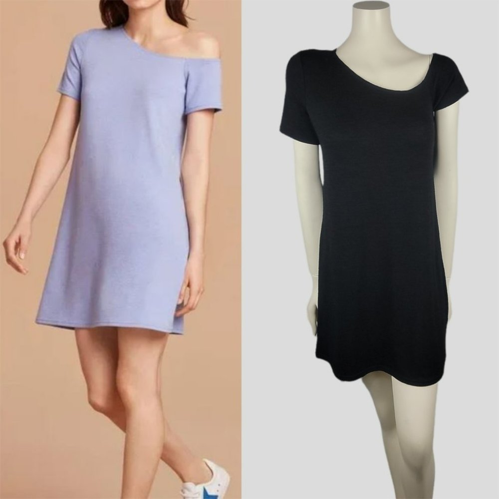 🌞ARITZIA Wilfred Free Cynda Shirt Dress Black Asymmetrical Shoulder Mini Dress